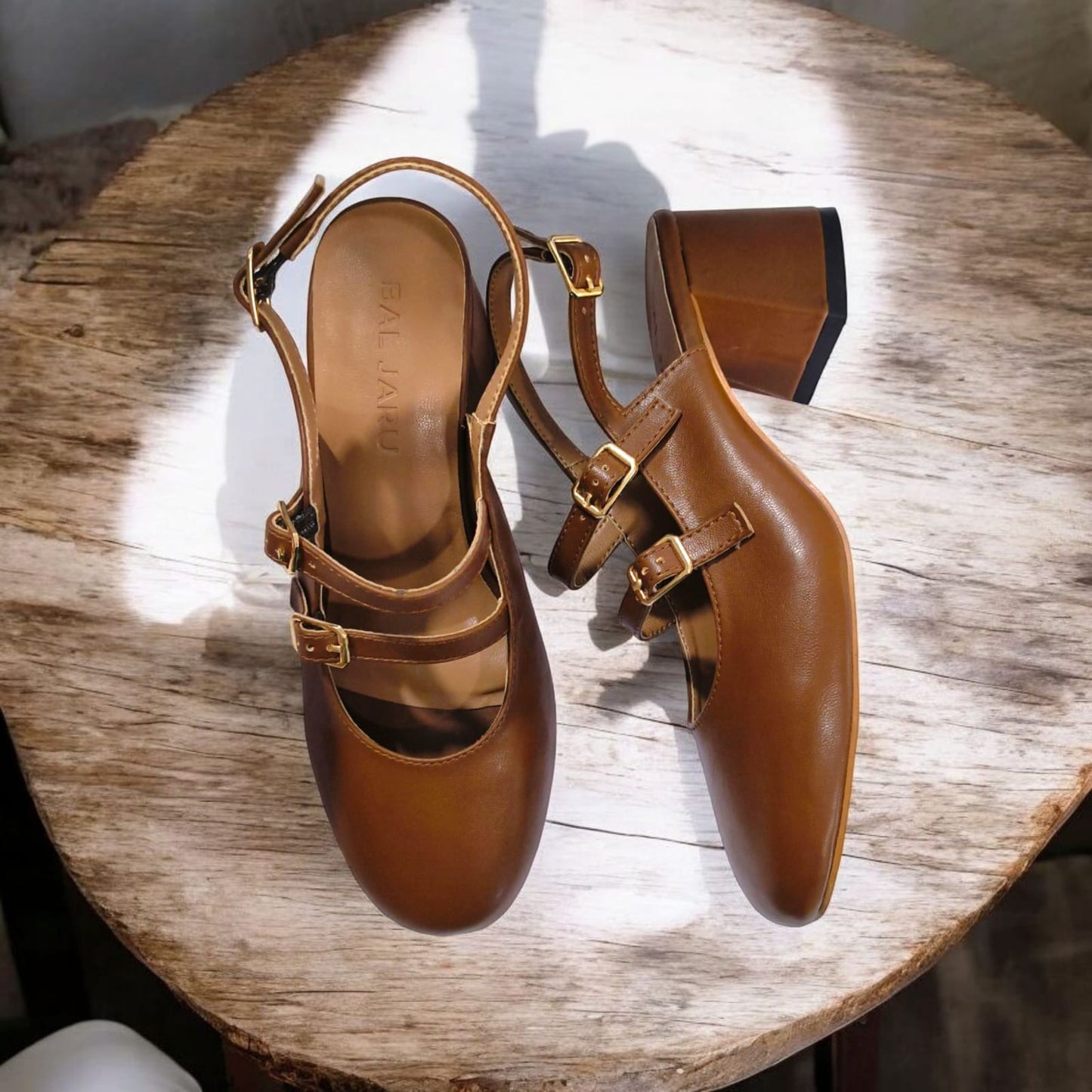 Baljaru Mary Jane Sandals – Available in Brown, Pink, White & Black