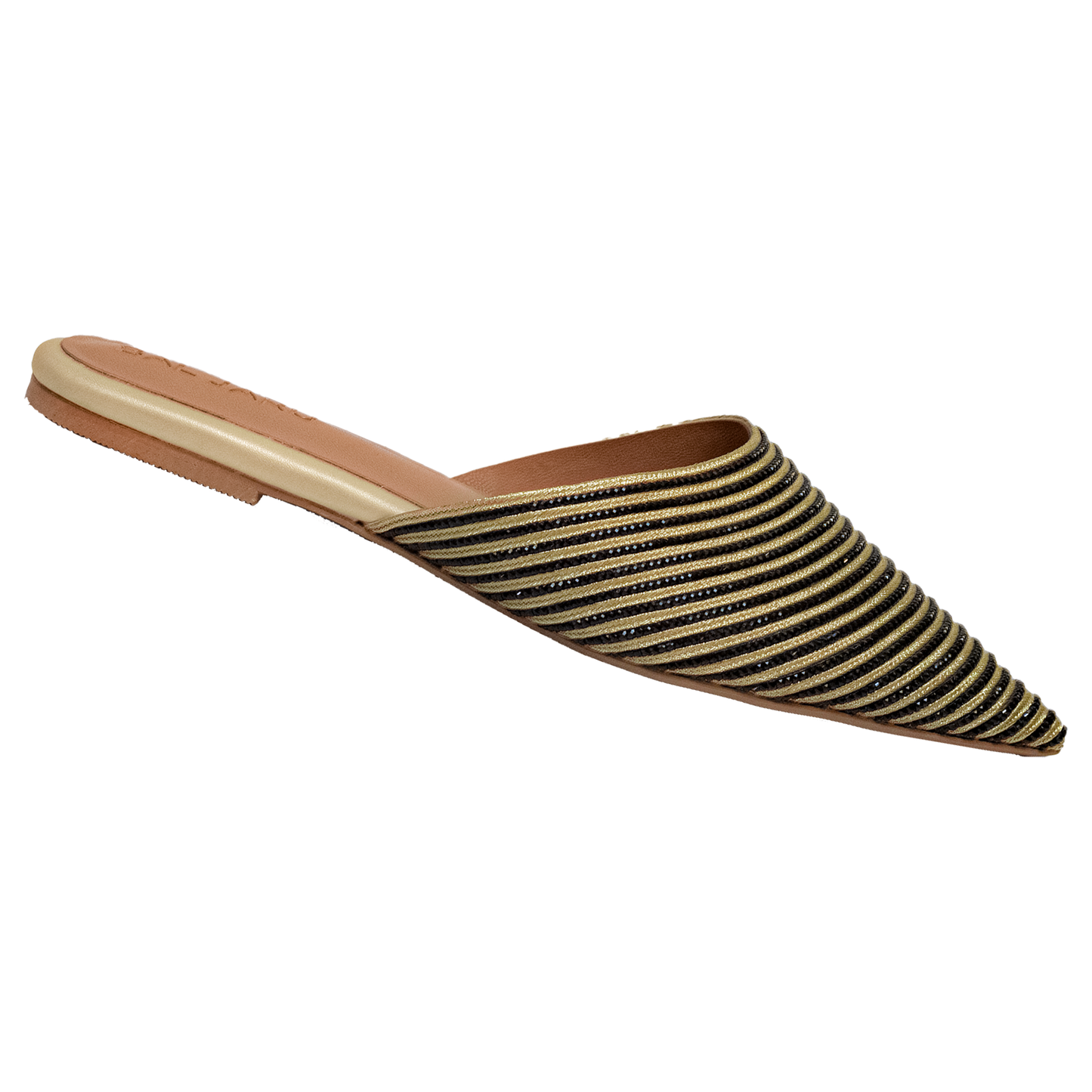 Baljaru Women's Gold Stone Sheet Pointed Toe Mules – Stylish & Comfortable