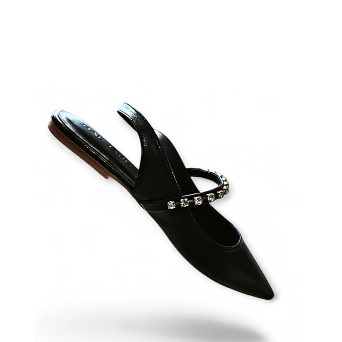 Baljaru Women's Gold Pointed Toe Flats – Cushioned & Slip-Resistant