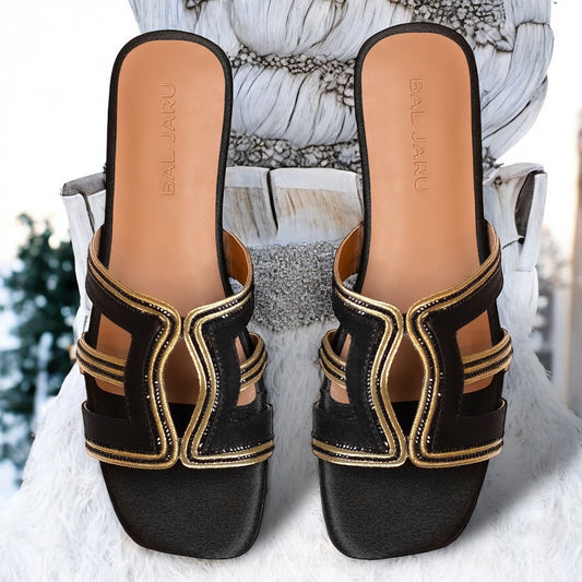 Baljaru Black Fashion Slipper – Comfortable Open-Toe Sandals