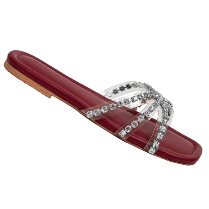 Baljaru Women's Cherry Sandals with Silver Rhinestone Detailing – Cushioned Footbed