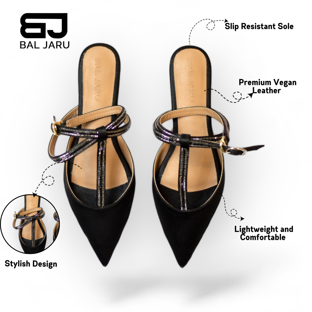 Baljaru Women’s Sandals - Black Mules for All-Day Comfort